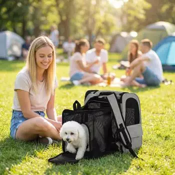 Pawhut Erweiterbare Transportbox Hund/Katze bis 10kg, 5 Taschen, hellgrau (D00-241V00LG)