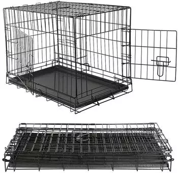 Mucola Faltbarer Drahtkäfig Hundetransportbox, schwarz, 70x75,5x107cm