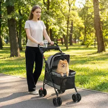 Pawhut Hundebuggy faltbar, bis 10kg, grau (D00-245V00GY)