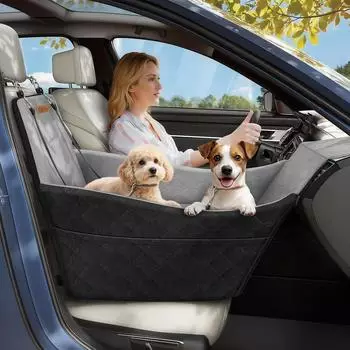 LuxusKollektion Hunde-Autositz erh&ouml;ht, Memory Foam, bis 16kg, schwarz/grau