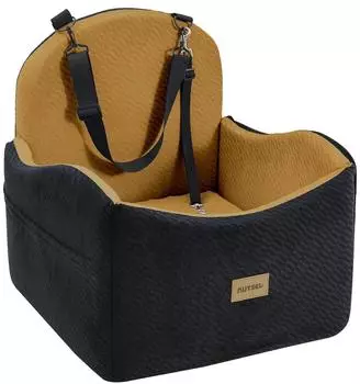 LuxusKollektion Hunde-Autositz für kleine & mittlere Hunde, wasserfest, mit Sicherheitsgurt, schwarz-braun