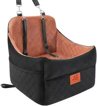 LuxusKollektion Hunde-Autositz gepolstert, waschbar, bis 18kg, schwarz/braun