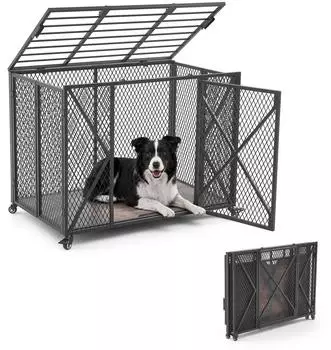 VEVOR Hundekäfig faltbar 113kg mit Rädern 955x595x740mm (DH3)