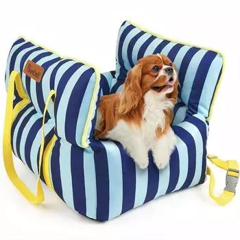 LuxusKollektion Hunde-Autositz für kleine Hunde, Sicherheitsgurt, dunkelblau/hellblau, bis 11kg