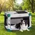LuxusKollektion Faltbare Hundetransportbox 91x64x64cm, bis 32kg, grau (mit Decke & Tasche)