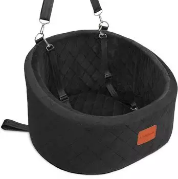 LuxusKollektion Hunde-Autositz mit Sicherheitsleinen, schwarz, klein