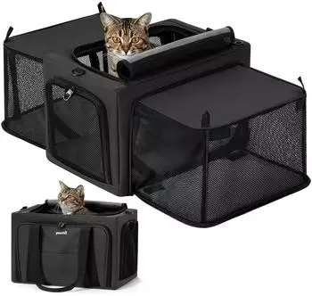 LuxusKollektion Transportbox Katze & kleiner Hund, faltbar, dunkelgrau