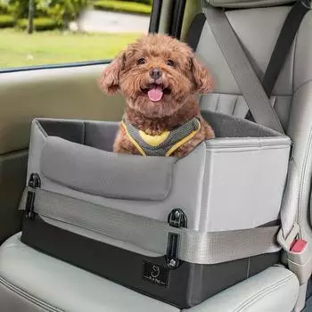 LuxusKollektion Hundeautositz, faltbar & waschbar, grau, Gr&ouml;&szlig;e S