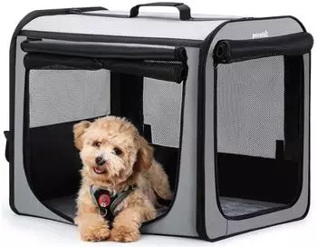 Pecute Hundetransportbox, faltbar, atmungsaktiv, 61x52x45cm