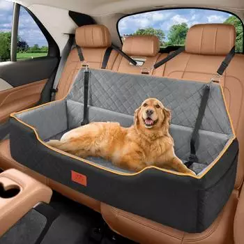 LuxusKollektion Hundeautositz für große/mittlere Hunde, abnehmbar & waschbar, schwarz/grau