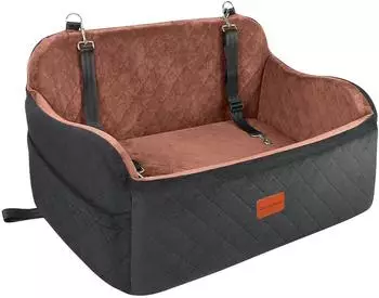 LuxusKollektion Hundeautositz mittelgro&szlig;, Memory-Schaum, schwarz/braun, Large