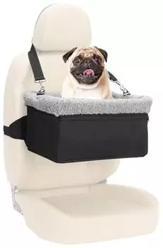 LuxusKollektion Hunde-Autositz f&uuml;r kleine Hunde & Katzen, Metallrahmen, bis 9kg, schwarz-grau