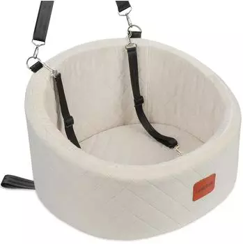 LuxusKollektion Hunde-Autositz mit Sicherheitsleine, waschbar, beige, Small