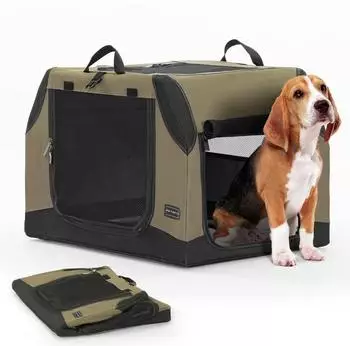 Petsfit Hundetransportbox faltbar, Kofferraum/Rückbank, Größe M, grün