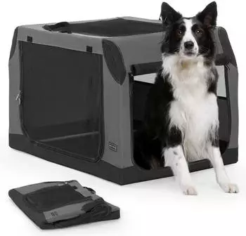 LuxusKollektion Hundetransportbox faltbar, Kofferraum/Rückbank, grau, Größe L