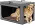 Petsfit Hundebox faltbar, verstellbar, mit Netzfenstern & Plüsch-Betteinlage, grau, 100x64x63cm