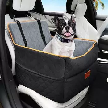 LuxusKollektion Hunde-Autositz Sitzerh&ouml;hung, waschbar, mit Aufbewahrungstaschen, schwarz/grau