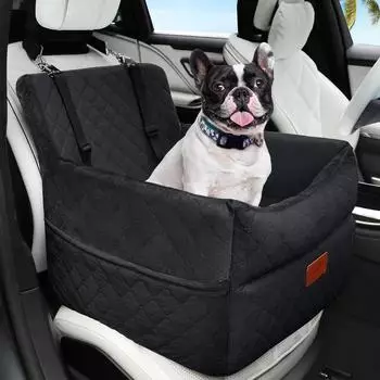 LuxusKollektion Hunde-Autositz Sitzerh&ouml;hung mit Aufbewahrungstaschen, schwarz, klein/mittel