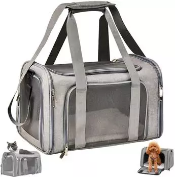 LuxusKollektion Tiertransporttasche, faltbar, bis 5kg, grau, Größe M (43x28x28cm)