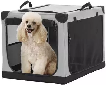 Petsfit Faltbare Hundebox, Stoff mit Spiraleisenrohr, grau, 76x50x49cm