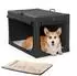 LuxusKollektion Faltbare Hundebox M, 76x50x49cm, schwarz, mit Plüsch-Betteinlage