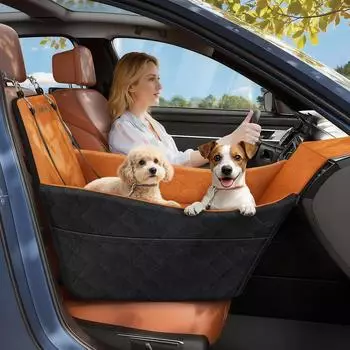 LuxusKollektion Hunde-Autositz erh&ouml;ht, Memory Foam, bis 16kg, schwarz/braun
