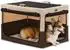 LuxusKollektion Faltbare Hundebox mit Netzfenstern, Plüscheinlage, Kaffee, L 76x51x48cm