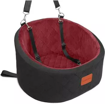 LuxusKollektion Hunde-Autositz mit Sicherheitsleine, waschbar, schwarz/rot, klein
