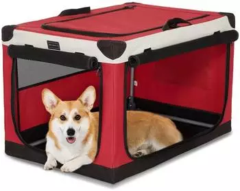 Petsfit Faltbare Hundebox, Stoff, rot, 76x50x49cm, 3 Türen