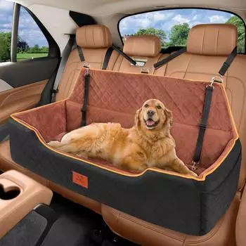 LuxusKollektion Hunde-Autositzbank, abnehmbar & waschbar, bis 45kg, schwarz/bronze