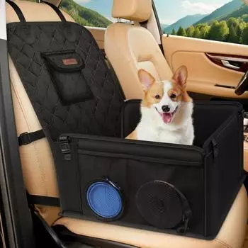 LuxusKollektion Hunde-Autositz wasserdicht, 3 Aufbewahrungstaschen, schwarz