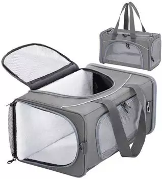 LuxusKollektion Transporttasche für Hunde & Katzen, flugtauglich, grau, Medium (49x23x30,5cm, bis 8kg)