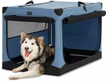 LuxusKollektion Faltbare Hundebox, Stoffbezug, 100x64x63cm, blau