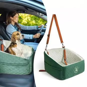LuxusKollektion Hunde-Autositz f&uuml;r kleine Hunde, Memory-Schaum, Crashschutz, gr&uuml;n