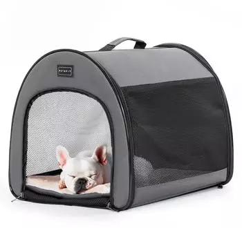 LuxusKollektion Faltbare Hundebox f&uuml;r kleine Hunde & Katzen, atmungsaktiv, grau (S)