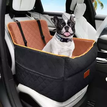 LuxusKollektion Hunde-Autositz Sitzerh&ouml;hung R&uuml;ckbank, waschbar, schwarz/braun