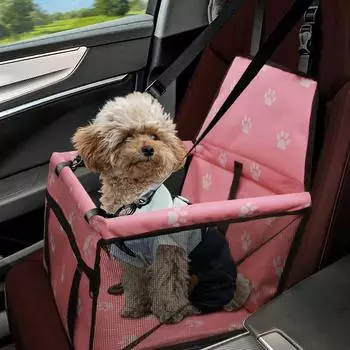 LuxusKollektion Hunde-Autositz faltbar, atmungsaktiv, waschbar, 40x32x24cm, rosa