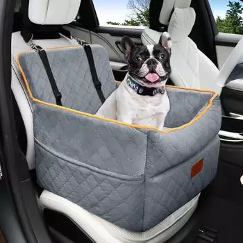 LuxusKollektion Hunde-Autositz Sitzerhöhung mit Aufbewahrungstaschen, grau, waschbar