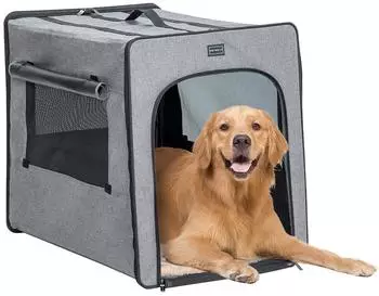 LuxusKollektion Hundetransportbox tragbar, Plüschmatte, hellgrau, L 79x53,5x66cm