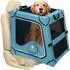 LuxusKollektion Faltbare Hundetransportbox Autorückbank 68x60x63cm, Kopfstützen-Gurt, Netztüren