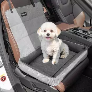 LuxusKollektion Hundeautositz für kleine Hunde bis 11,3kg, Baumwollkissen, schwarz