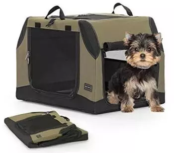 Petsfit Hundetransportbox faltbar, Kofferraum/Rückbank, Größe S, armeegrün