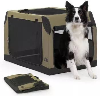 Petsfit Hundetransportbox faltbar, Kofferraum/Rückbank, Größe L, armeegrün