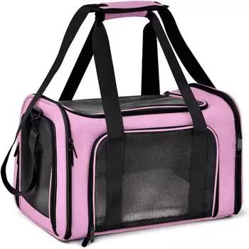 LuxusKollektion Transporttasche für Katze & Hund, faltbar, rosa, 50x34x34cm