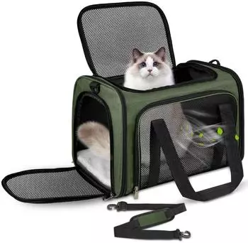 LuxusKollektion Tiertransporttasche, faltbar, grün, bis 5kg, 43x28x28cm