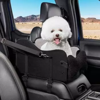 LuxusKollektion Hunde-Autositz f&uuml;r kleine Hunde & Katzen, wasserdicht, mit Seitentaschen, schwarz