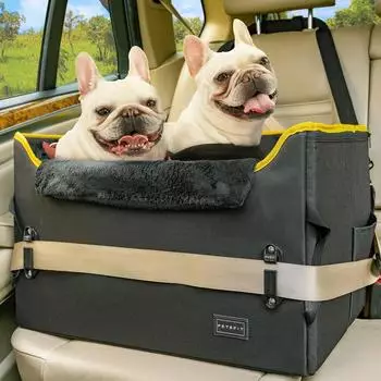 LuxusKollektion Hunde-Autositz & Reisebett 2-in-1, Gr&ouml;&szlig;e M, schwarz/gelb, kleine/mittlere Hunde