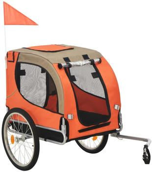 vidaXL Hunde-Fahrradanhänger mit Sicherheitsflagge orange/braun (91767)