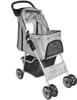 vidaXL Haustier-Buggy Hund/Katze Klappbarer Reisewagen Grau