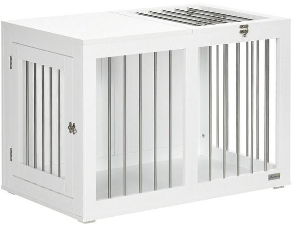 Pawhut Hundekäfig mit Türen und Tischplatte 80x50x56,5cm wwiß